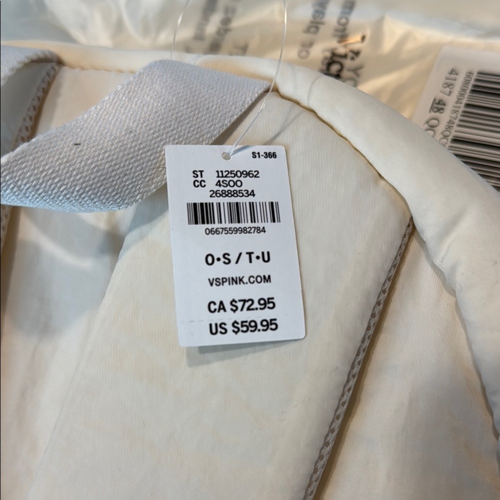 PINK Victoria's Secret Cream Quilted Puffer Backpack - Picture 3 of 6